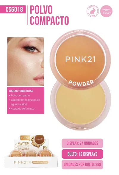 Pink 21 polvo compacto waterproof