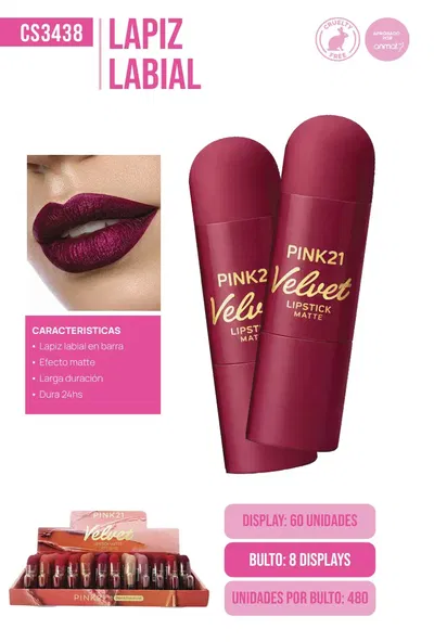 Pink 21 Velvet Labial en barra