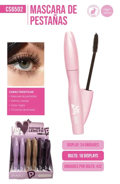 Pink 21 Mascara Heart Define y alarga