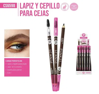 Pink 21 Lapiz y cepillo de Cejas 2 en 1