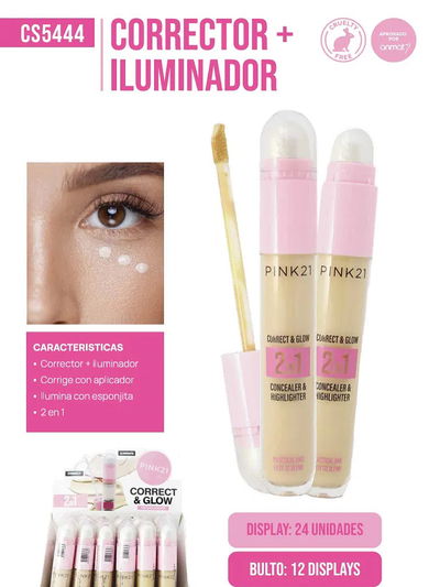 corrector más iluminador Pink 21