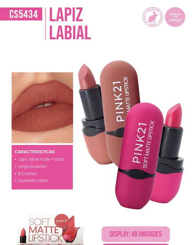 LABIAL BARRA SOFT MATTE PINK 21