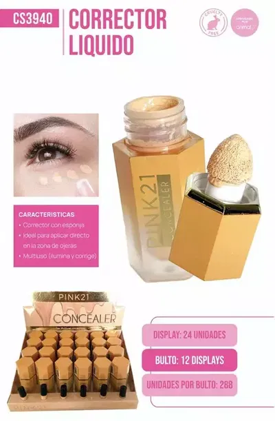 corrector con esponja Pink 21