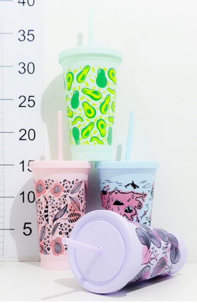 Vaso con sorbete y tapa 