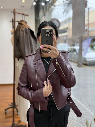 Campera eco cuero bordeau 
