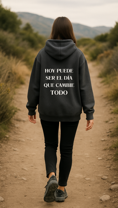 Buzo Gris – Oversize con frases emocionales