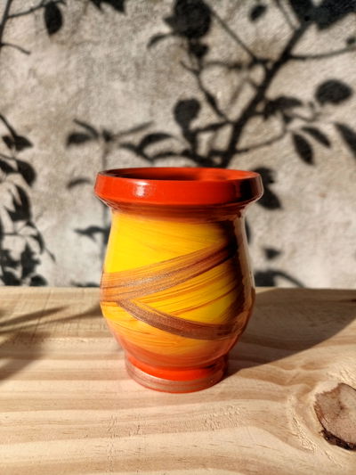 Mate MateArte clásico vitrificado - naranja con amarillo 