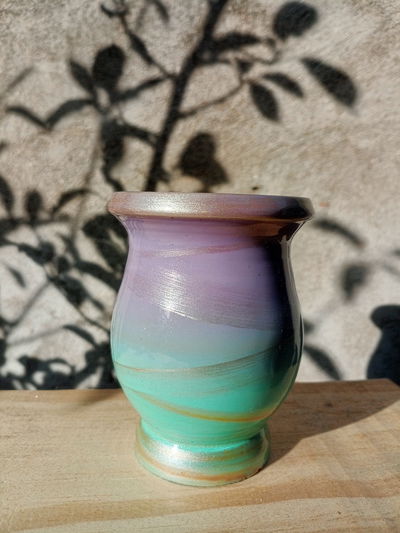 Mate MateArte clásico vitrificado - lila/ verde agua