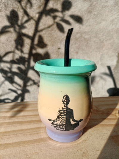 Mate MateArte grabado - verde agua/lila