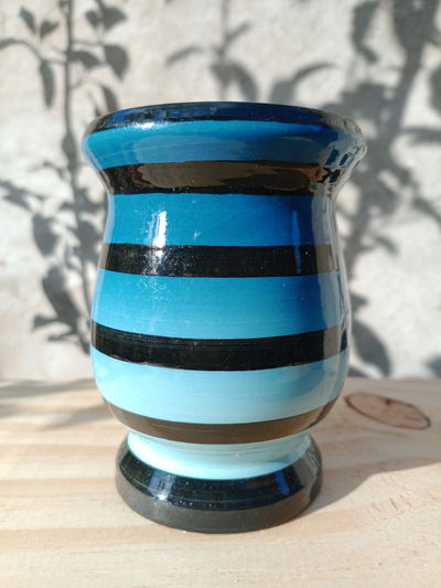 Mate mateArte clásico vitrificado - celeste rayado