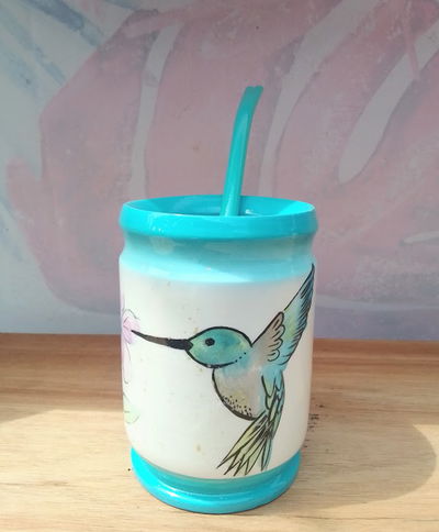 mate MateArte pintado a mano - colibri turquesa