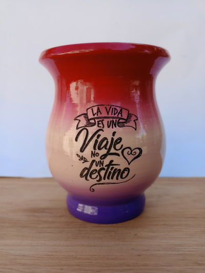 Mate mateArte vitrificado grabado frase - rojo,violeta