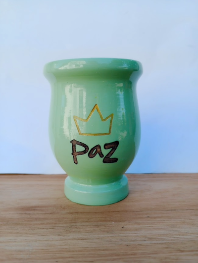 Mate MateArte vitrificado grabado PAZ - verde calma
