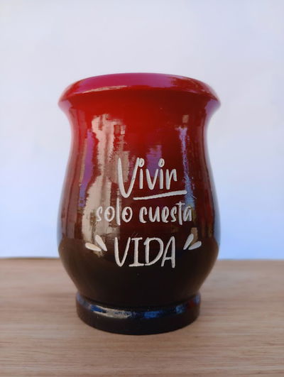 Mate MateArte vitrificado grabado frase - rojo negro