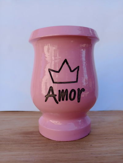 mate MateArte vitrificado grabado AMOR - rosa