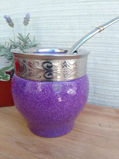 Mate IMPERIAL glitter violeta - mateArte vitrificado