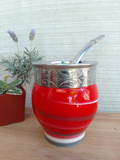 Mate Arte IMPERIAL vitrificado - Rojo