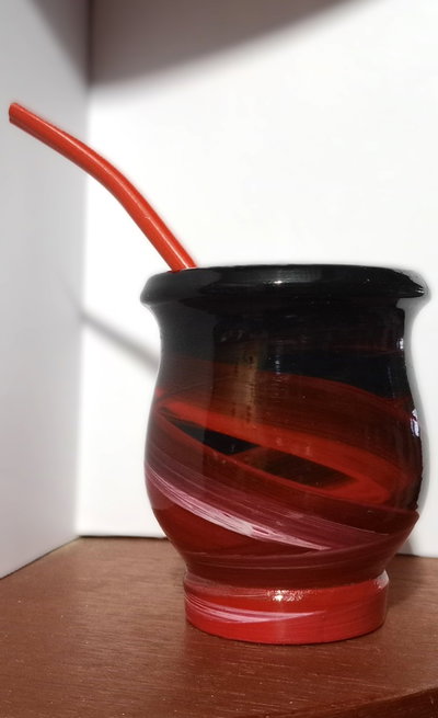 Mate mateArte vitrificado - clasico Negro y Rojo