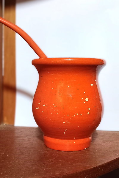 Mate mateArte vitrificado - salpicado naranja