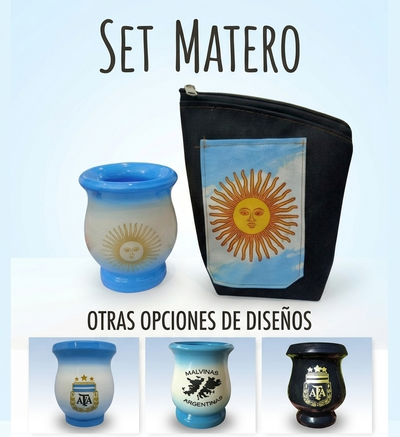 PROMO 5 SET yerbera+mate+bombilla - Argentina y otros