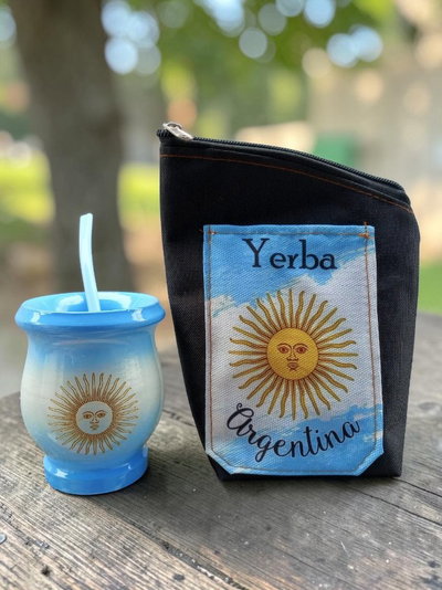 Set de mate y yerbera ARGENTINA