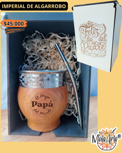 Combo Día del Padre: Mate Imperial de Algarrobo con Caja de Presentación
