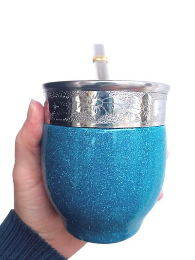 Mate IMPERIAL glitter turquesa - mateArte vitrificado