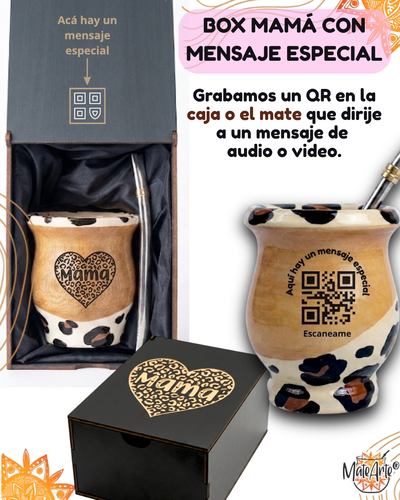 BOX MateArte QR Animal Print "Mamá"  Mensaje Especial – Caja de Regalo