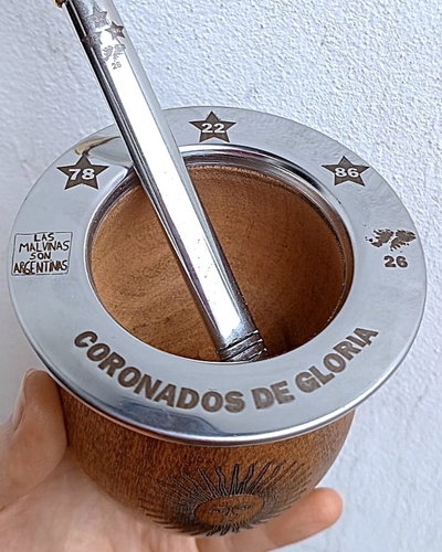 Mate de Algarrobo Camionero: Sol de Mayo - 3 estrellas - Malvinas 🇦🇷