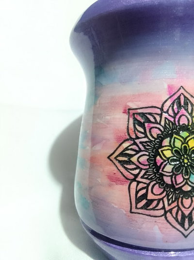 Mate MateArte pintado especial - Mandala violeta