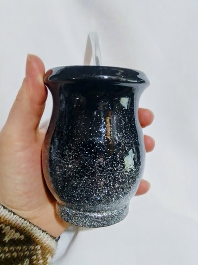 Mate MateArte Negro degrade de glitter plateado