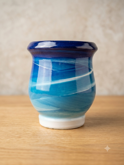 Mate mateArte vitrificado - clasico cruzado Azul y blanco