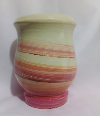 Mate MateArte clasico vitrificado tirabuzon manteca con magenta