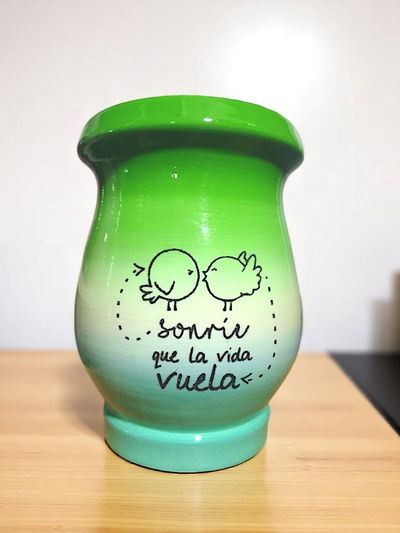 MateArte vitrificado frase Sonrie