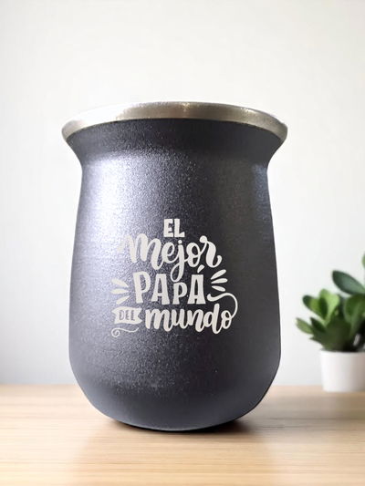 Mate de ACERO grabado láser