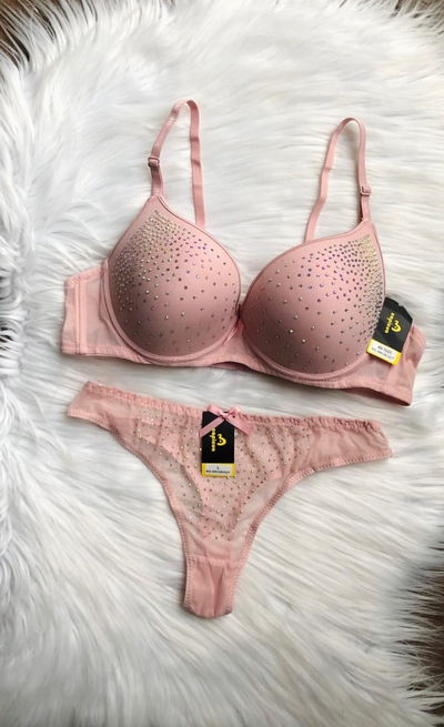 Conjunto soft strass rosa