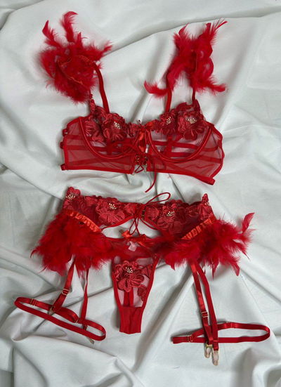 Set Plumas 5 piezas rojo