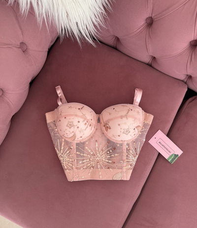 Corset lentejuelas rosa
