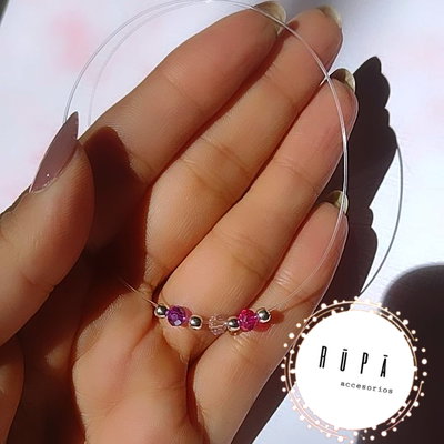Gargantilla Fucsia plata925