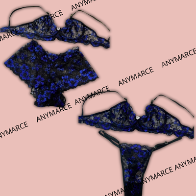 Conjunto Flower con aro Azul