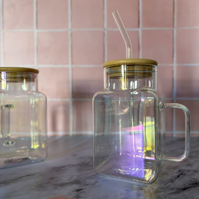 Vaso tornasol con tapa bamboo