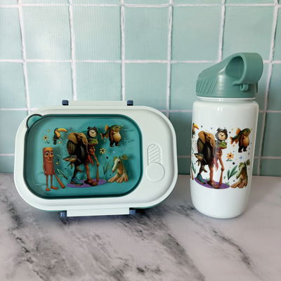 Lunchera con cubiertos + botella con pico Tralarero tralala