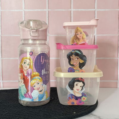 Combo mini tuppers + botella princesa