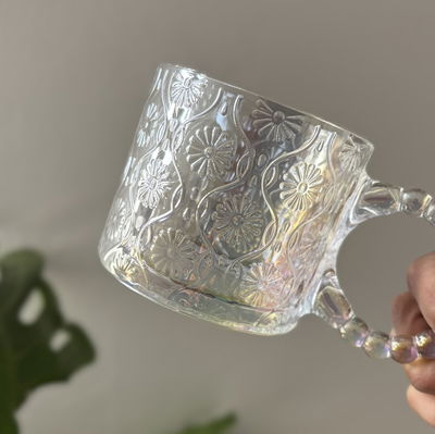 Set x6 tazas tornasol con flores