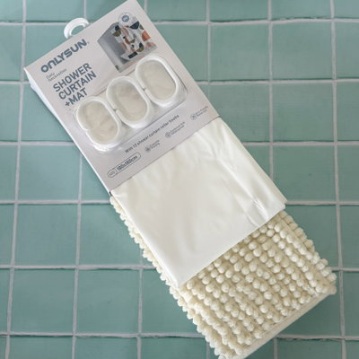 Set cortina de baño + alfombra