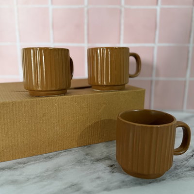 Set x6 tazas mug marrón 