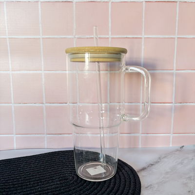Vaso vidrio con tapa bamboo