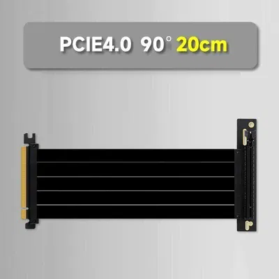 Cable Riser PCI E 4.0 32G/S 20cm 90° BLANCO / NEGRO