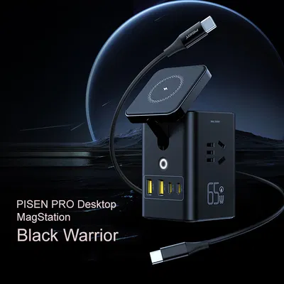 Estación de carga Pisen PRO 65w Mag Station Qi Type C USB