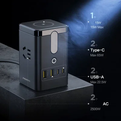 Estación de carga Pisen PRO 65w Mag Station Qi Type C USB